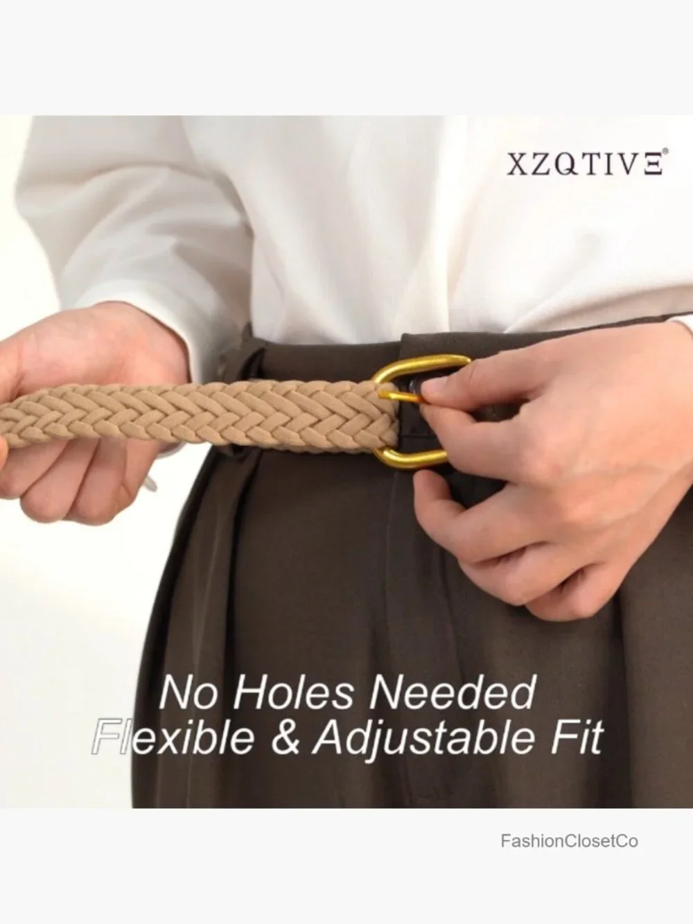 Braided Suede Belt Adjustable Woven Waist Belt Gold Buckle